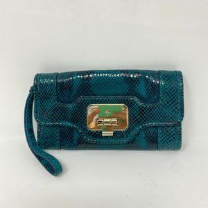 Cole Haan Isabelle clutch, teal snake print